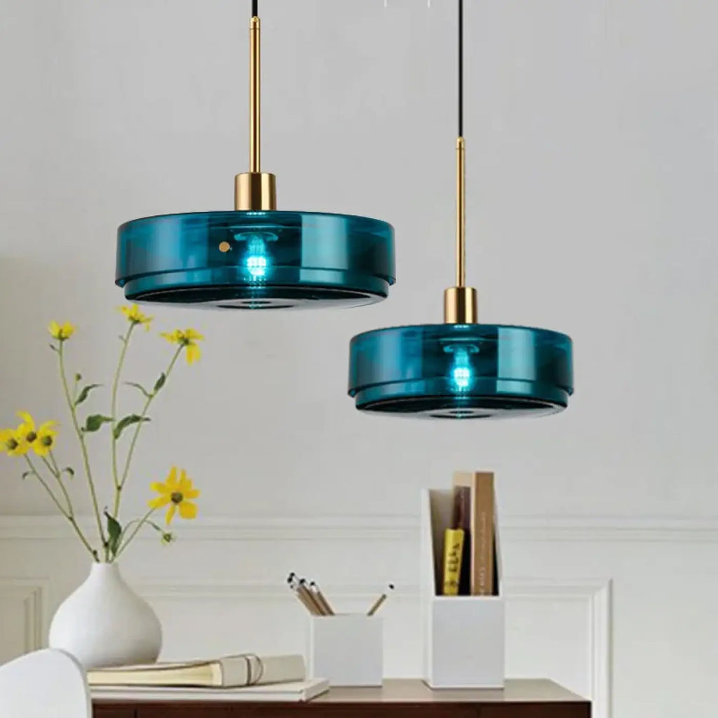 Pendelleuchte aus Glas Blau für Esszimmer