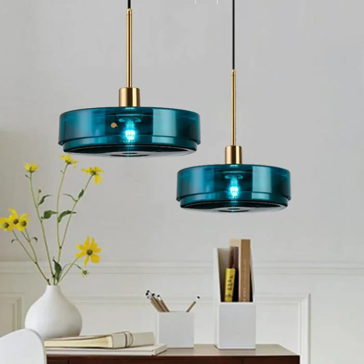 Pendelleuchte aus Glas Blau für Esszimmer