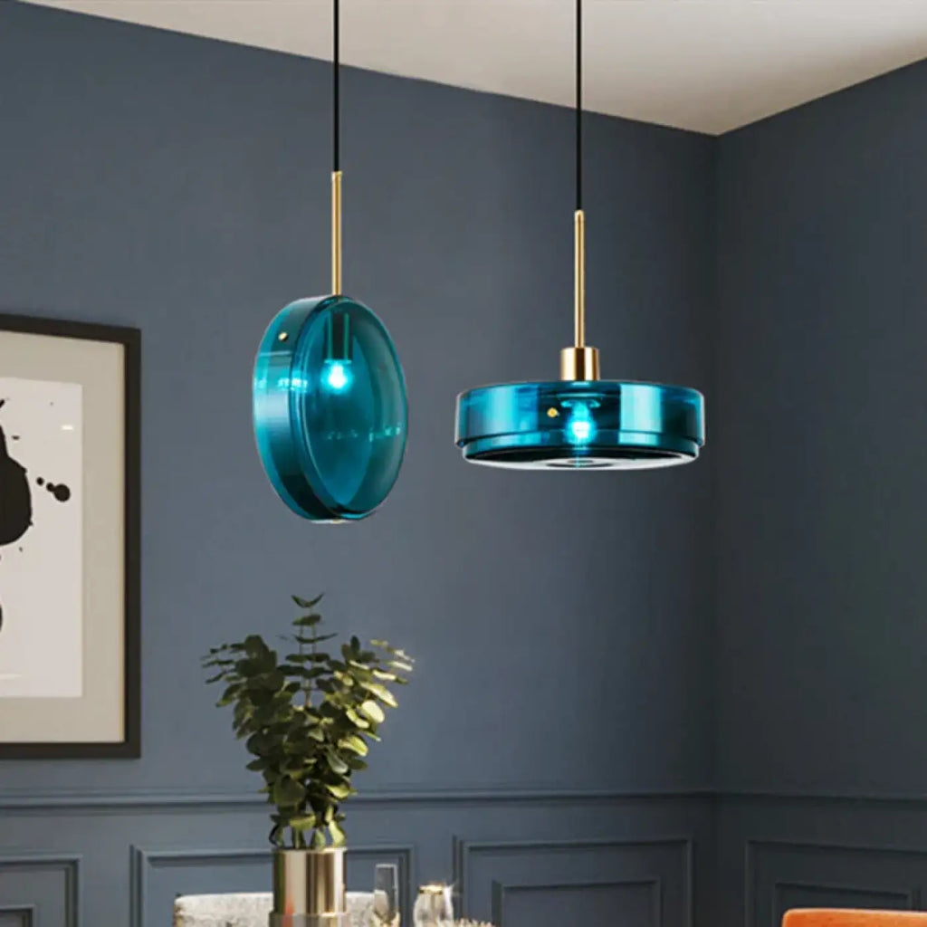Pendelleuchte aus Glas Blau für Esszimmer
