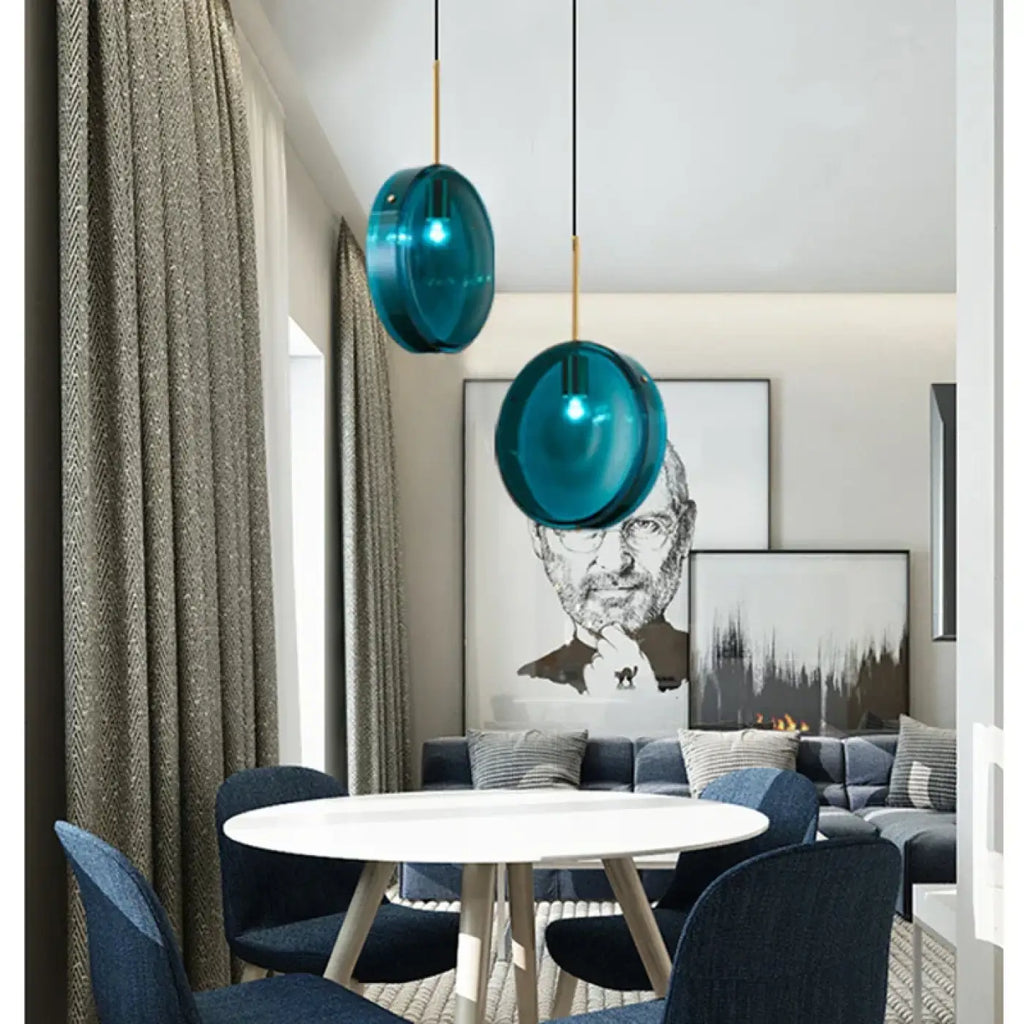 Pendelleuchte aus Glas Blau für Esszimmer