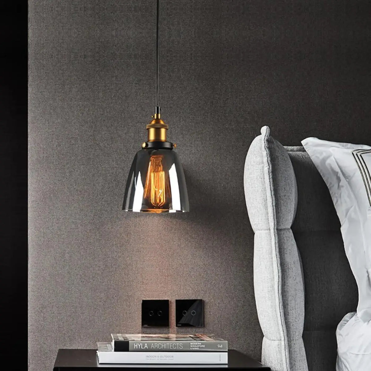 Pendelleuchte aus Rauchglas für Esszimmer