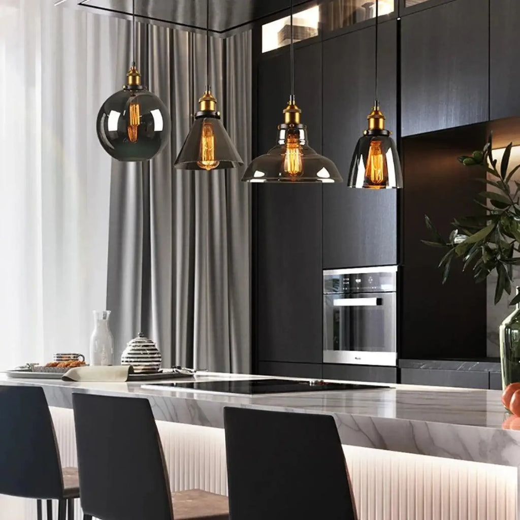 Pendelleuchte aus Rauchglas für Esszimmer