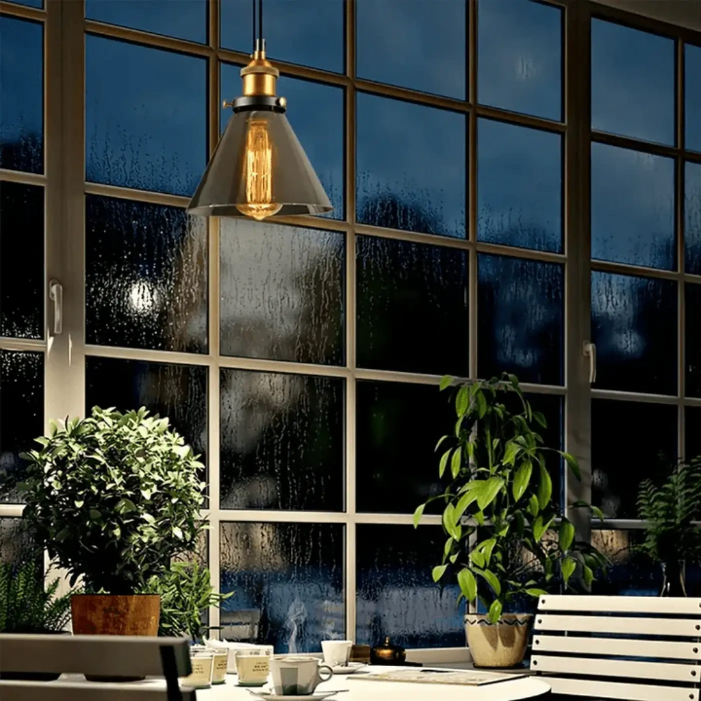 Pendelleuchte aus Rauchglas für Esszimmer