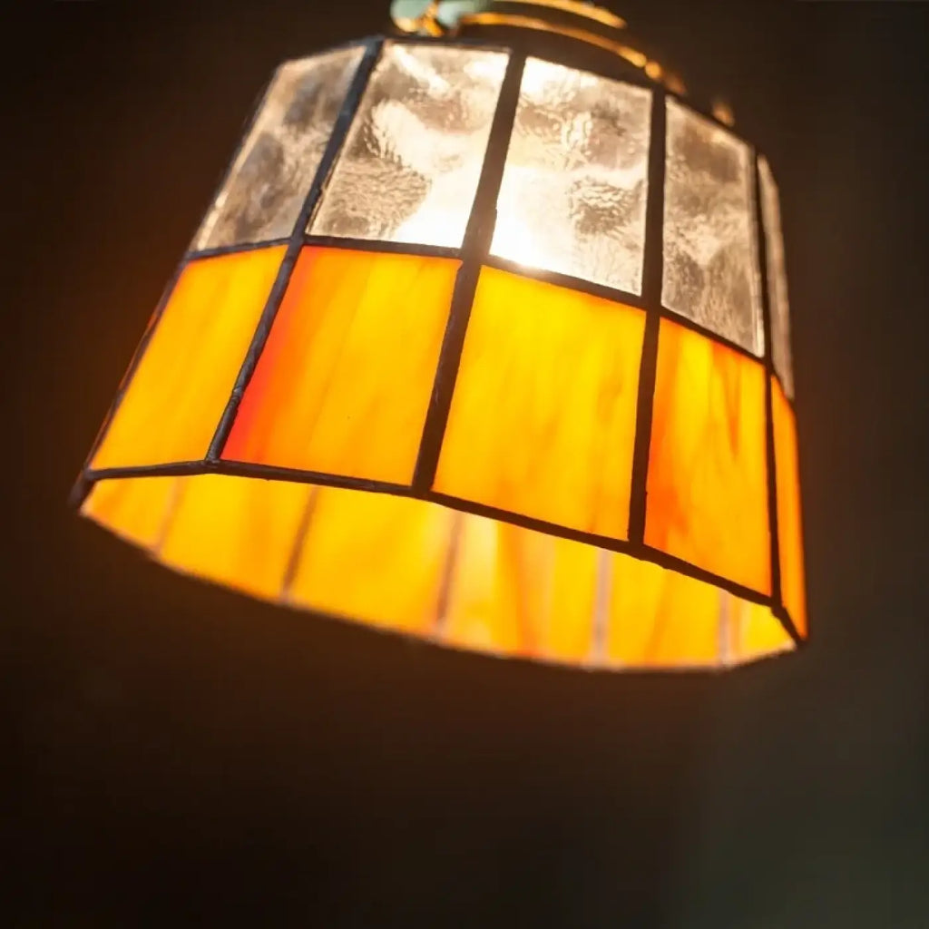 Pendelleuchte Glas und Kupfer Vintage