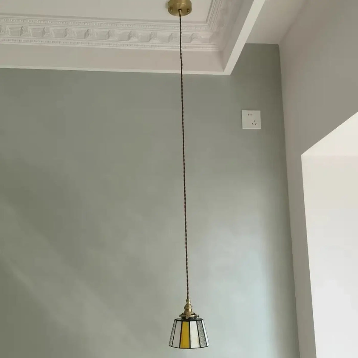 Pendelleuchte Glas und Kupfer Vintage