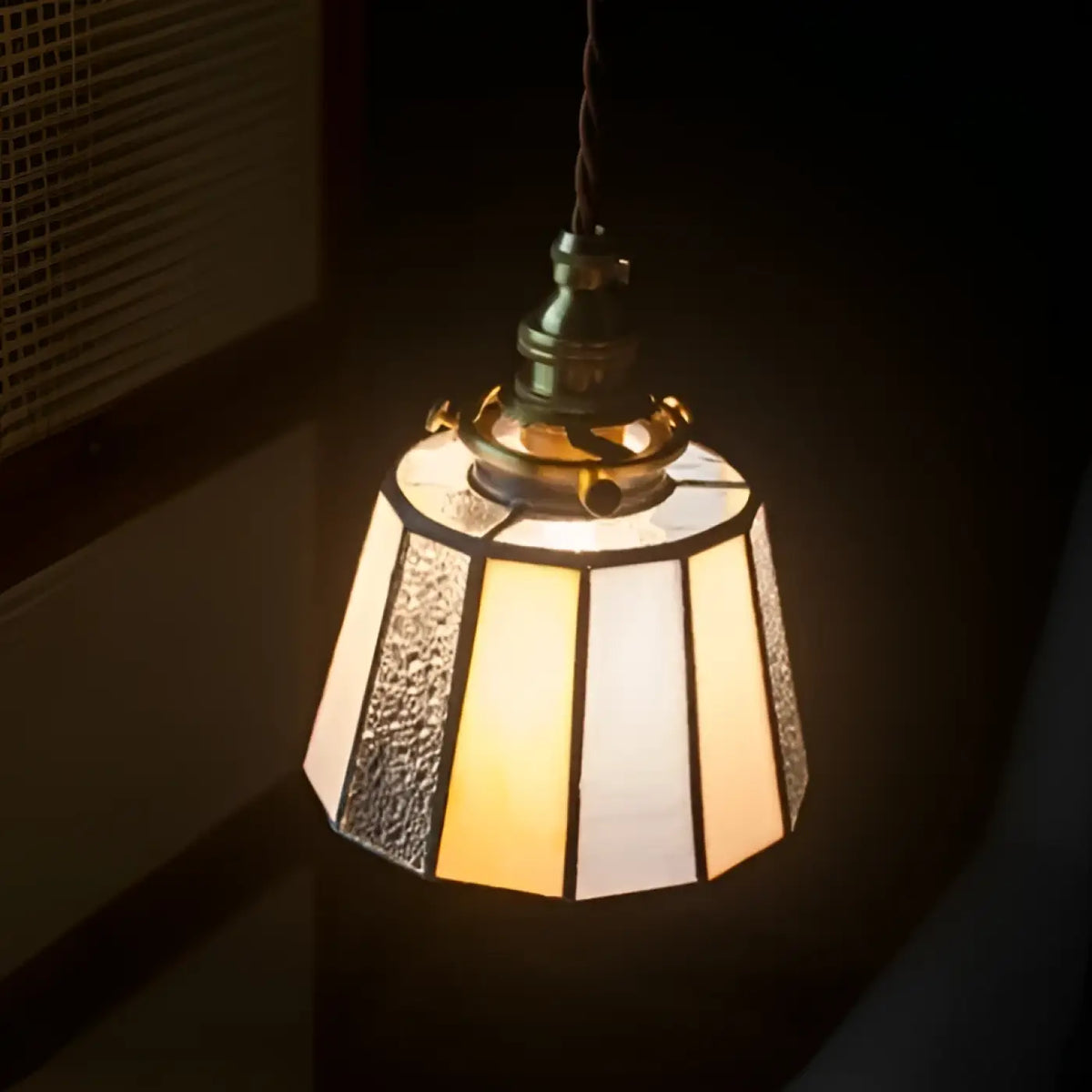 Pendelleuchte Glas und Kupfer Vintage
