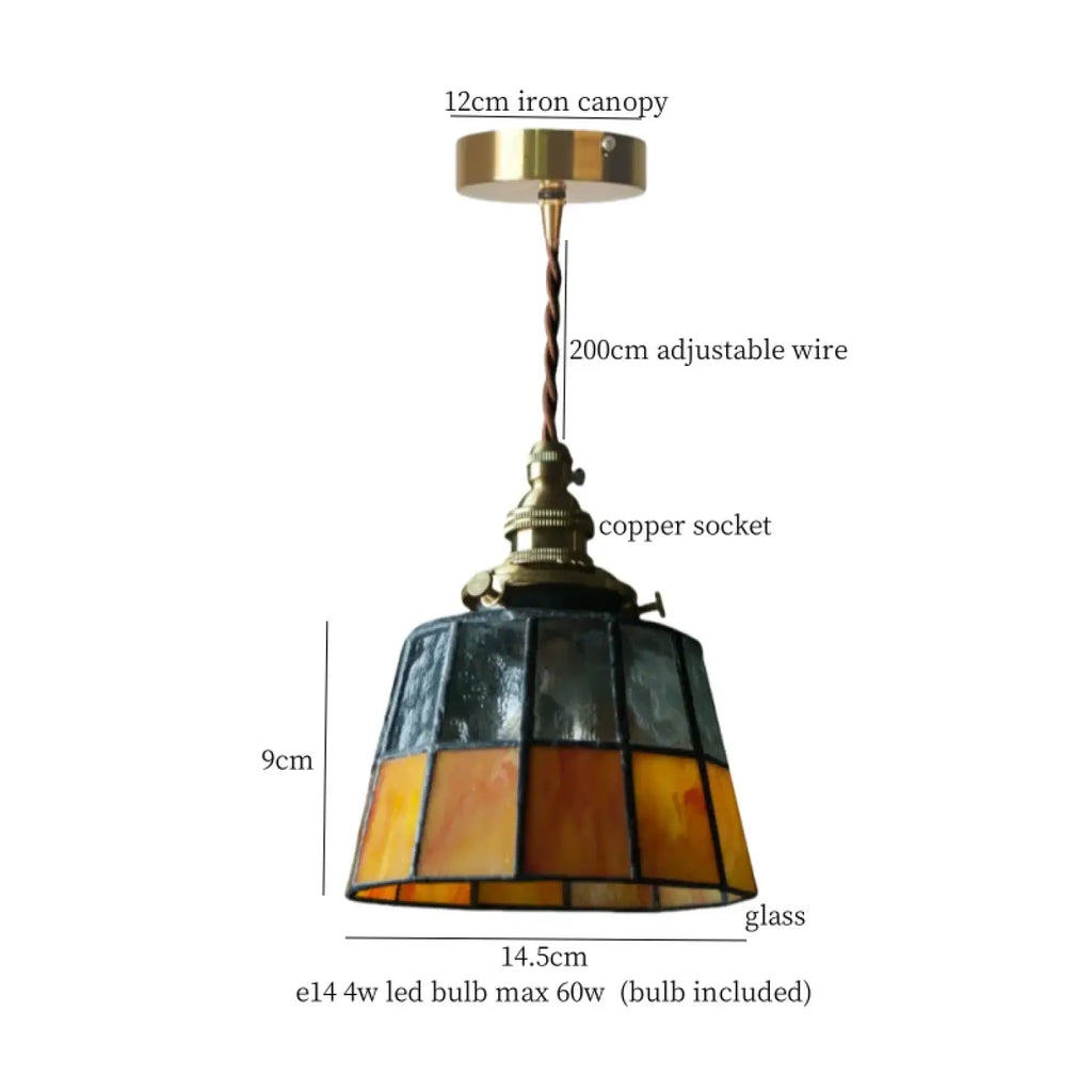 Pendelleuchte Glas und Kupfer Vintage