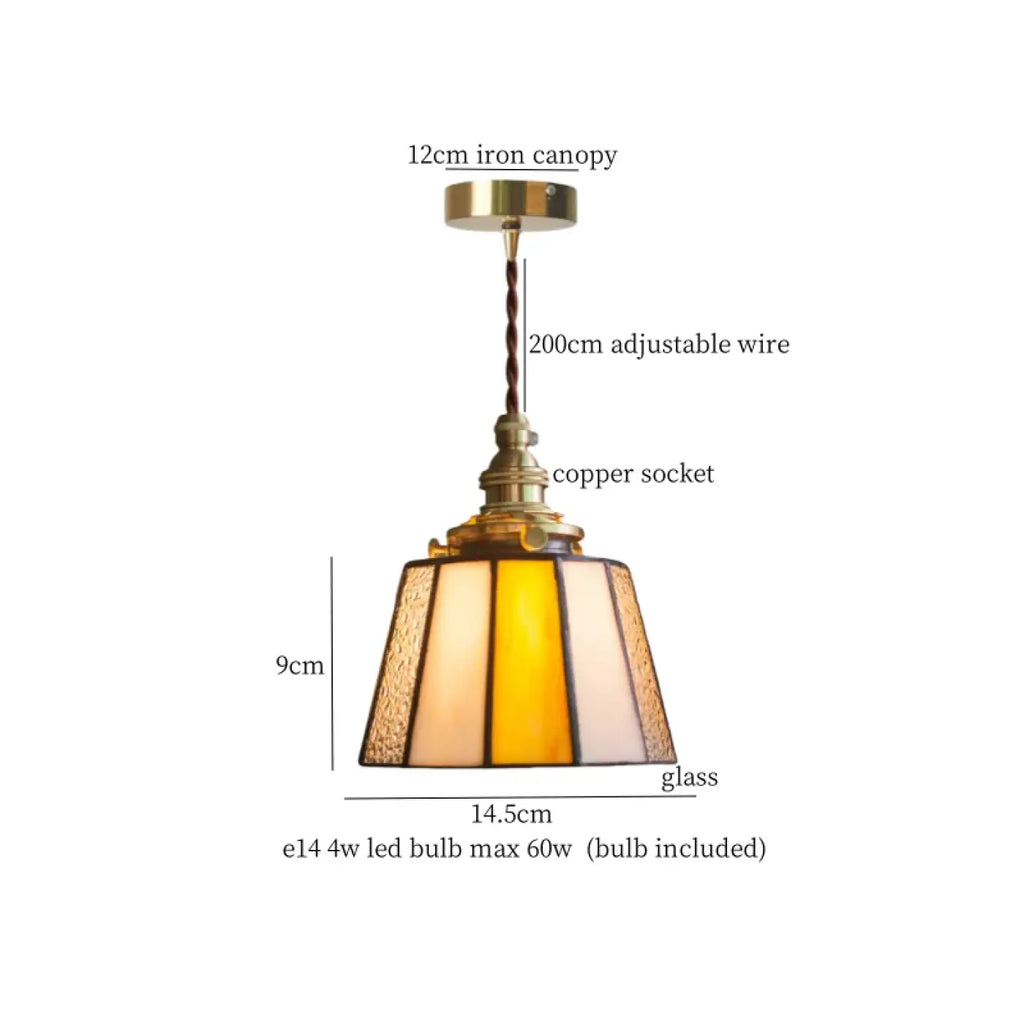 Pendelleuchte Glas und Kupfer Vintage