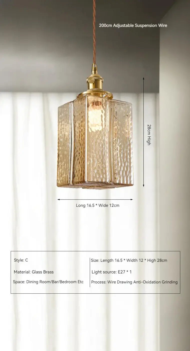 Pendelleuchte Glas und Messing Sanftes Licht