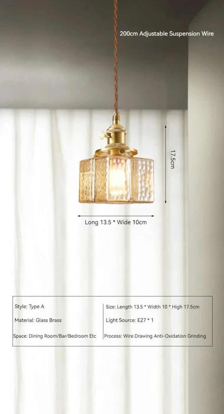 Pendelleuchte Glas und Messing Sanftes Licht