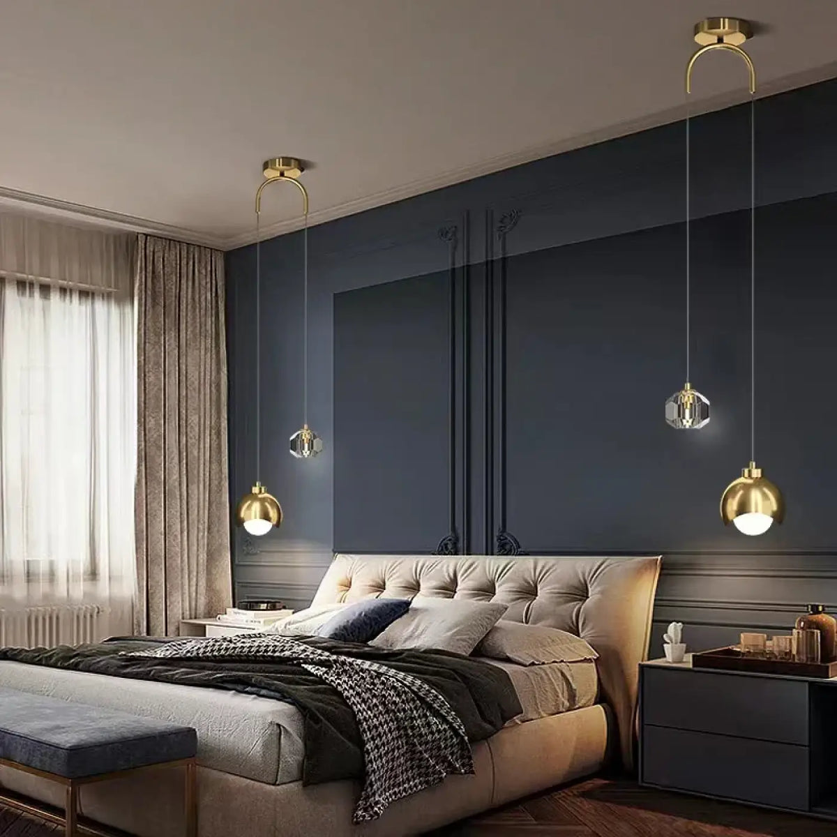 Pendelleuchte Duo Schwarz und Gold Design