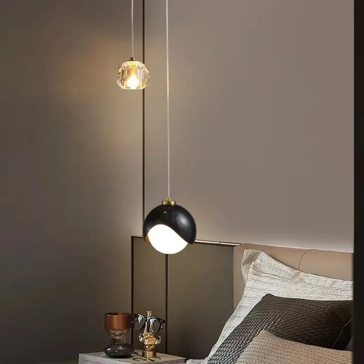 Pendelleuchte Duo Schwarz und Gold Design