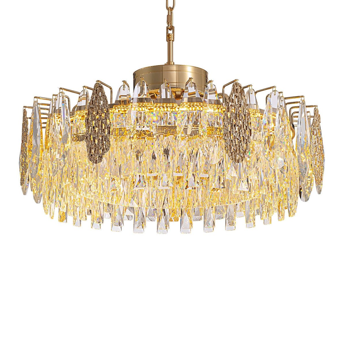 Kronleuchter Rund Kristall Gold
