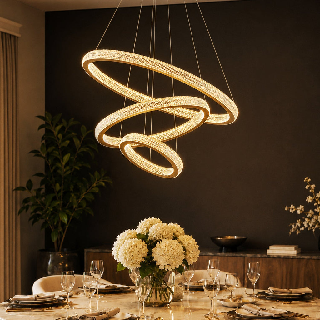 Kronleuchter Ring Kristall Esszimmer Gold