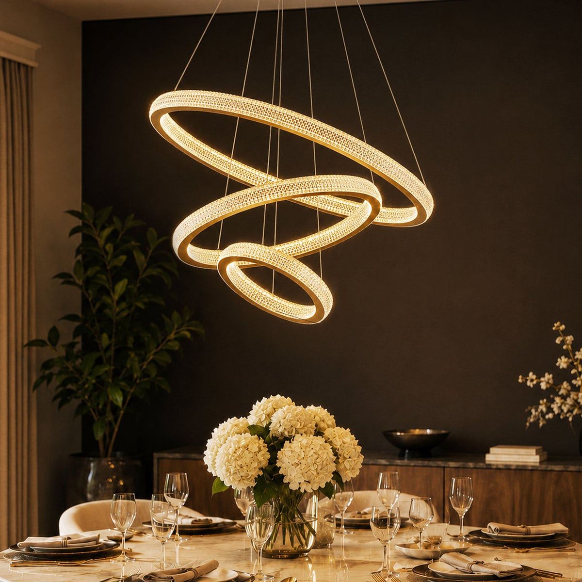 Kronleuchter Ring Kristall Esszimmer Gold