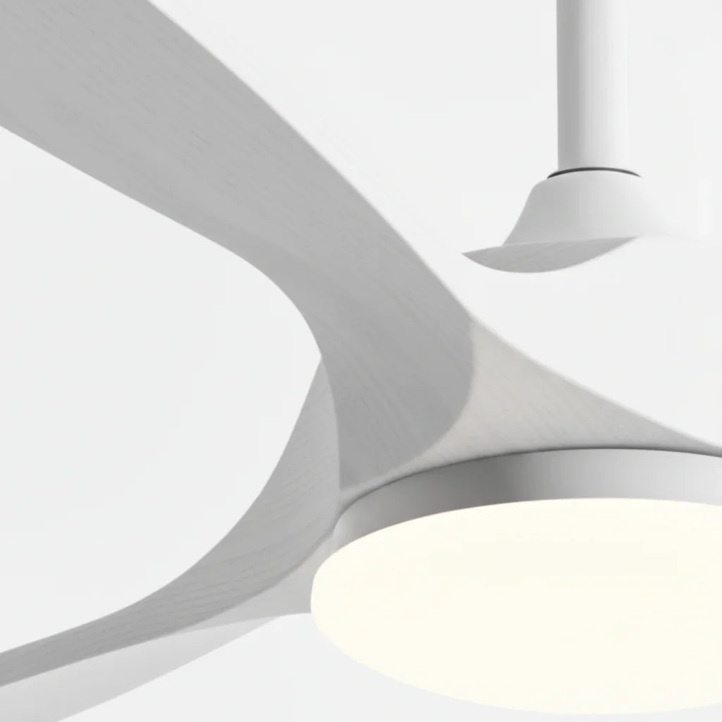 Brise | Vintage-Ventilator Weiß und weißem Holz, LED