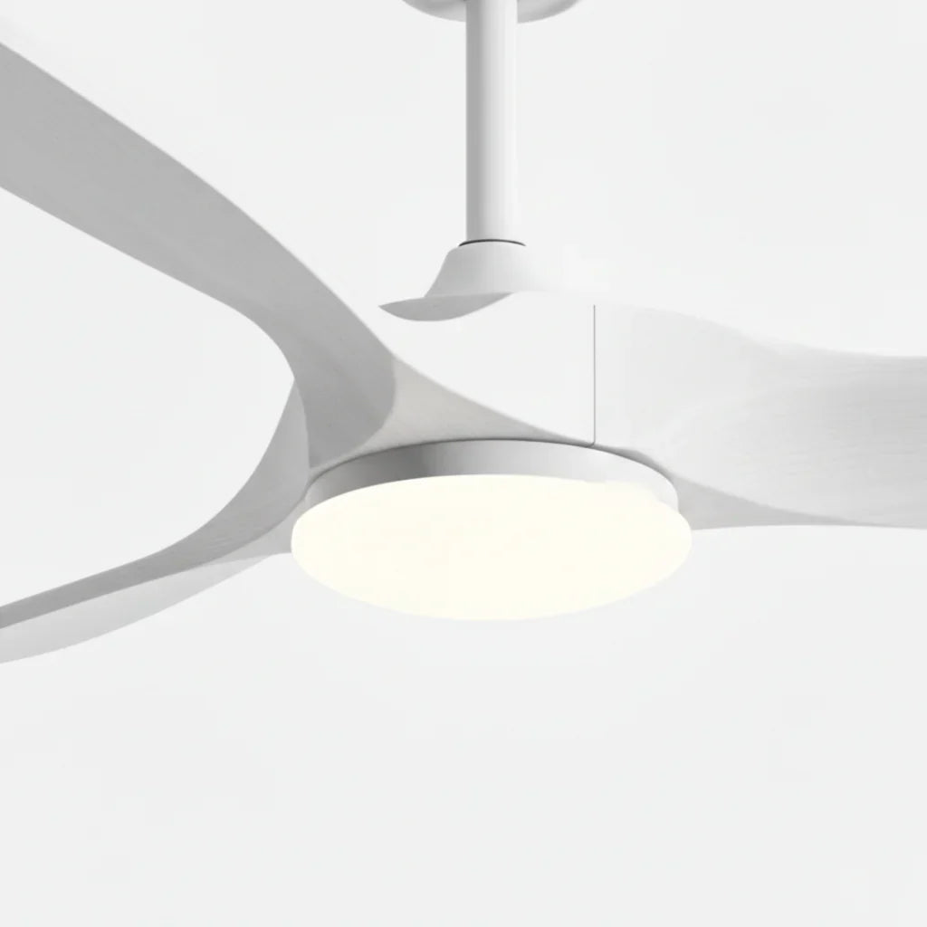 Brise | Vintage-Ventilator Weiß und weißem Holz, LED