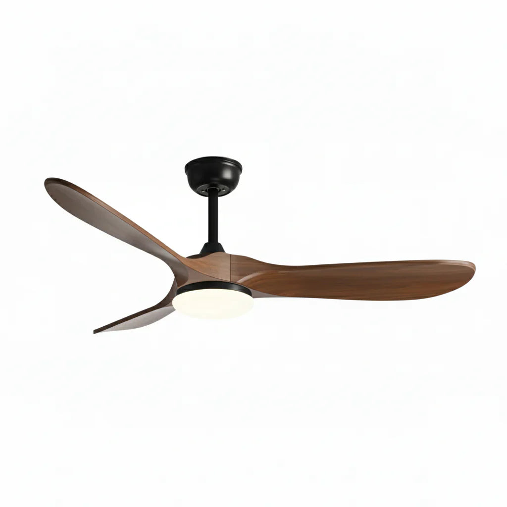Mistral | Vintage-Ventilator Schwarz und dunklem Holz, LED