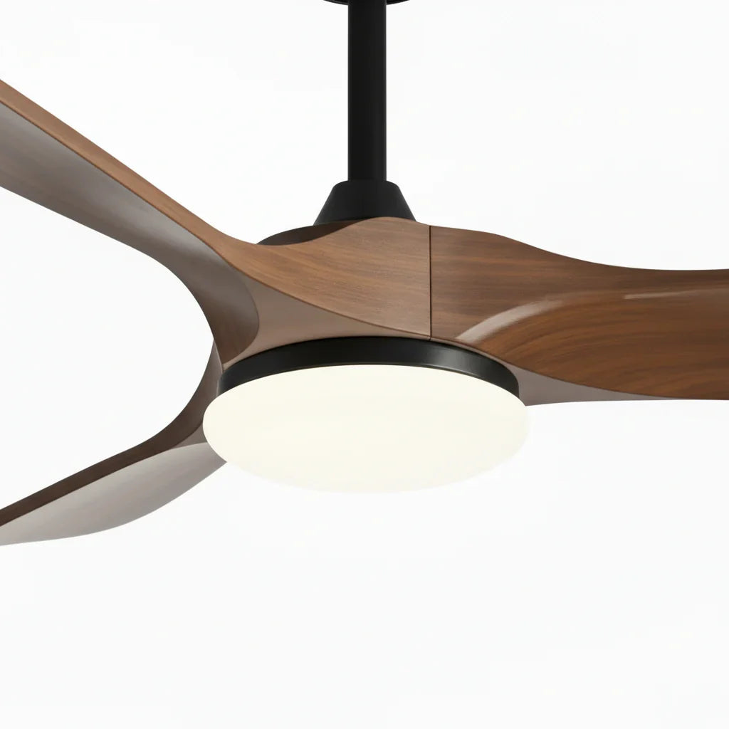 Mistral | Vintage-Ventilator Schwarz und dunklem Holz, LED