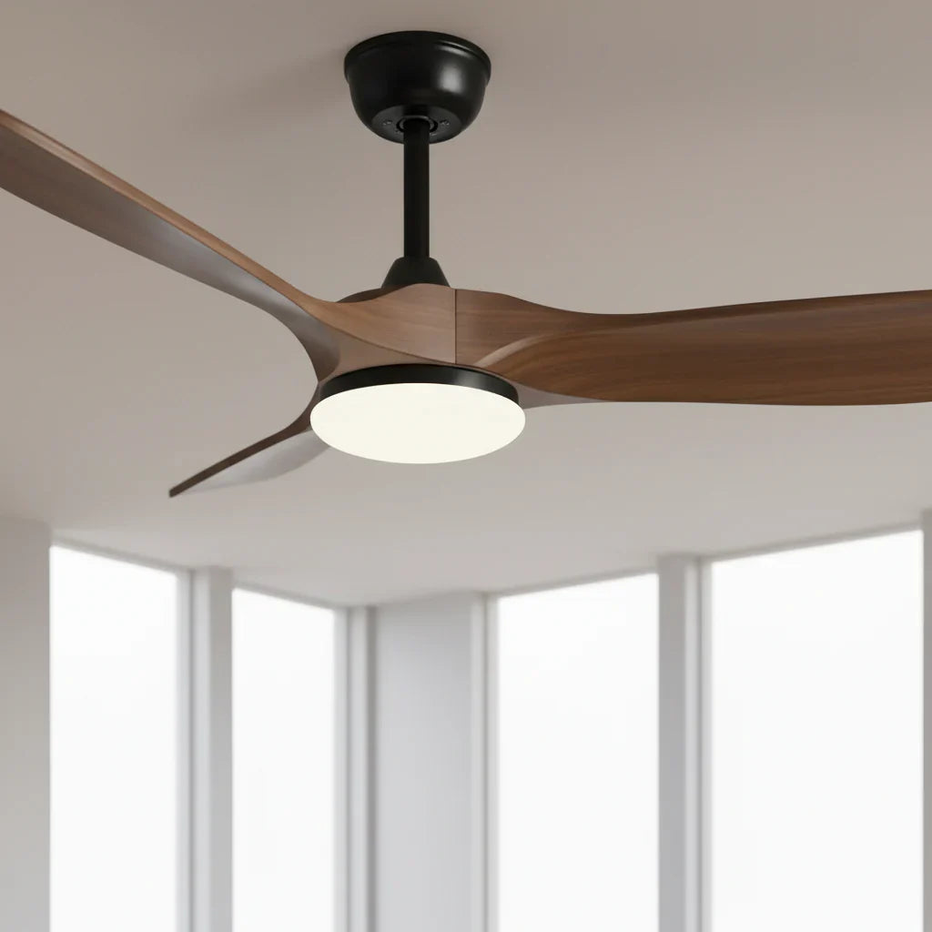 Mistral | Vintage-Ventilator Schwarz und dunklem Holz, LED