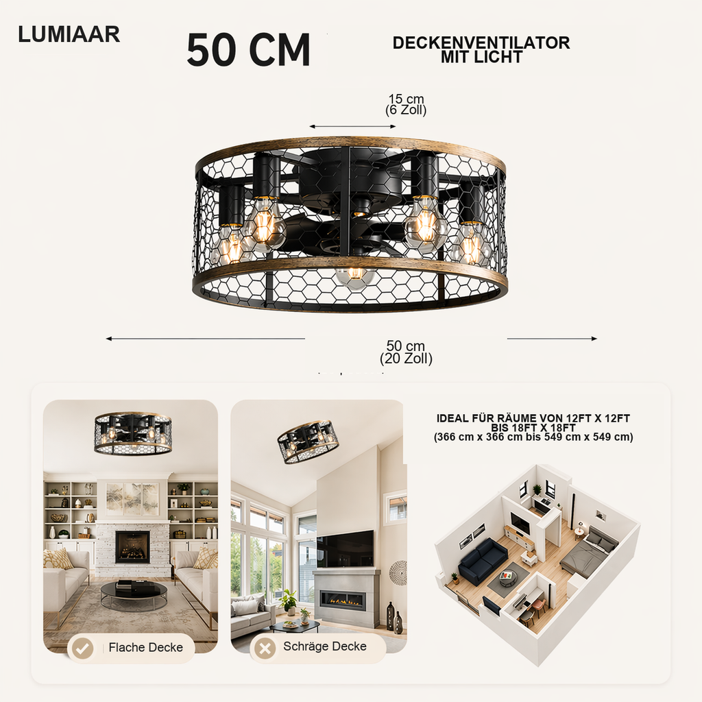 Marengo | Käfig-Ventilator LED Fernbedienung 51 cm