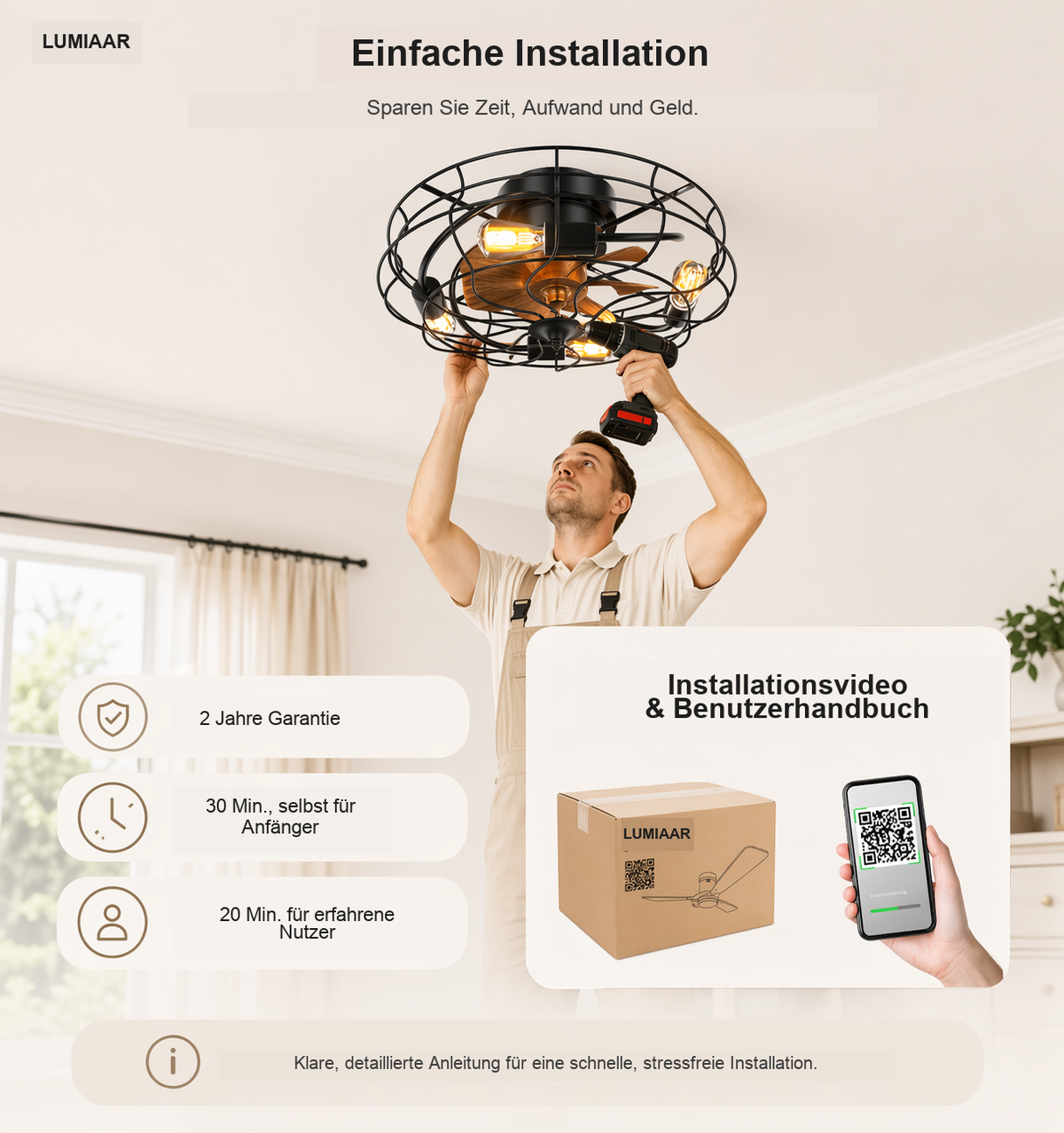 Oslo | Käfig-Ventilator Beleuchtung Fernbedienung 51 cm