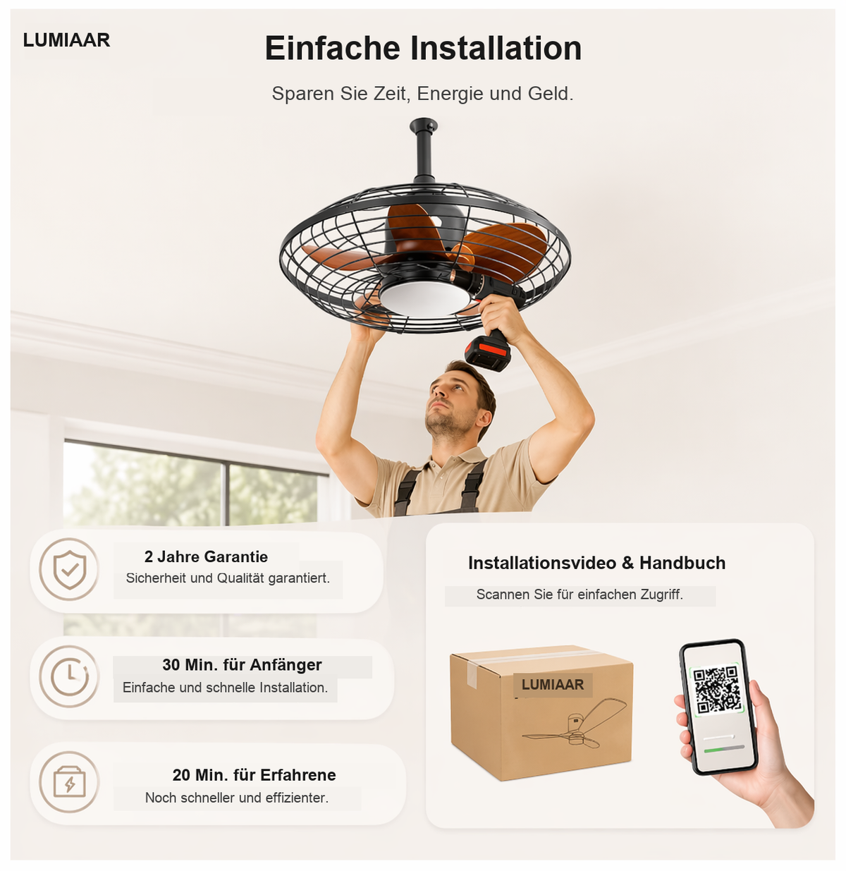 Vector | Moderner Ventilator LED Fernbedienung 51 cm